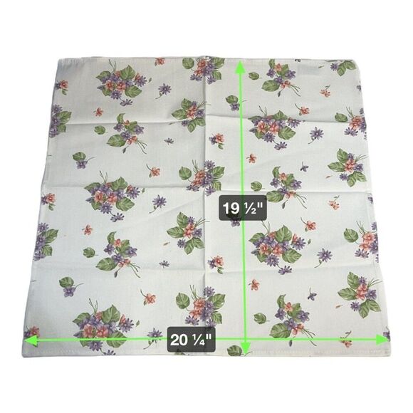 Set Of 4 Waverly Garden Room Pink Purple Floral Bouquet Cloth Napkins 20" READ - Picture 4 of 7